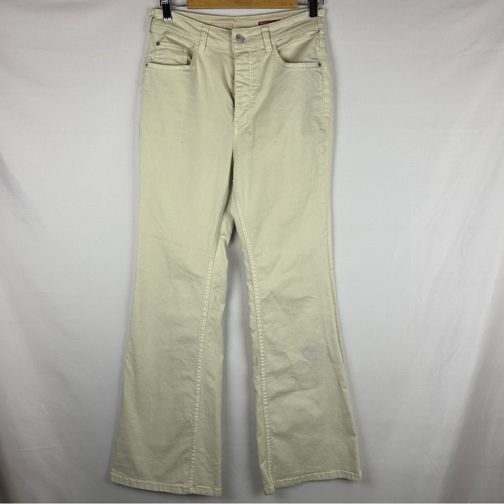 Anthropologie Pilcro high rise trousers bootcut Denim Beige Cream sz 29